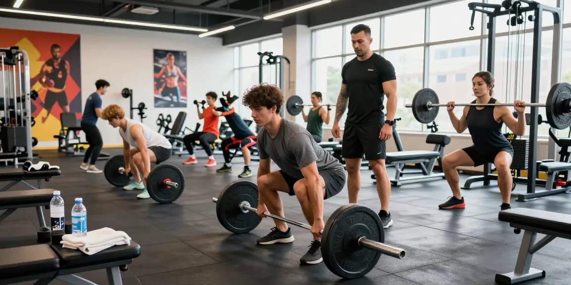 Athletes training in a vibrant gym, showcasing Prime Pharma Steroiden for enhanced performance.