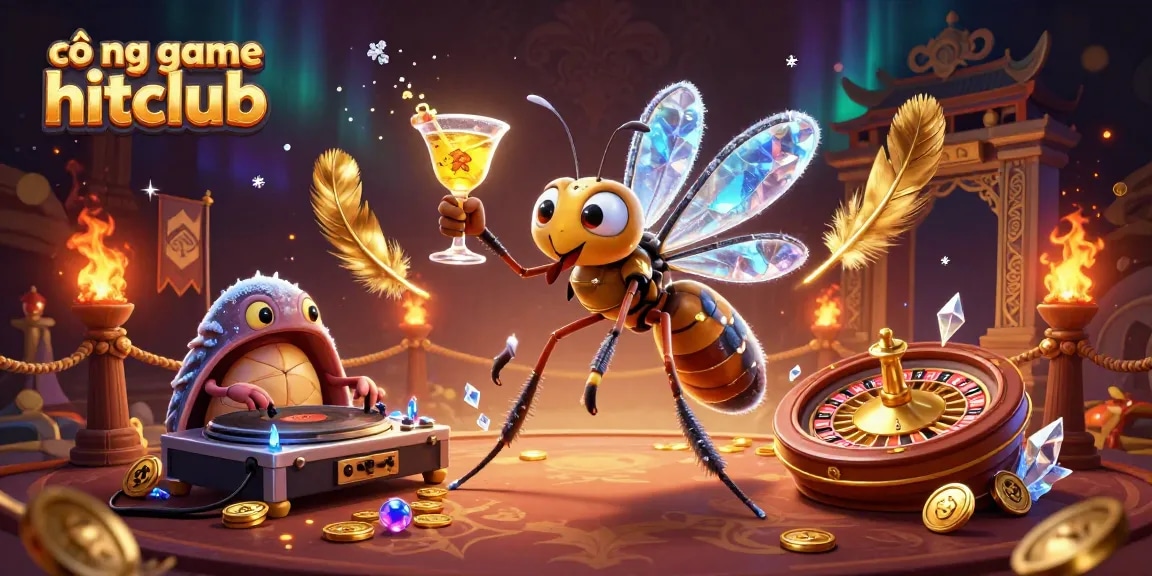 Engage with the vibrant visuals of cổng game hitclub through a lively 3D casino scene.