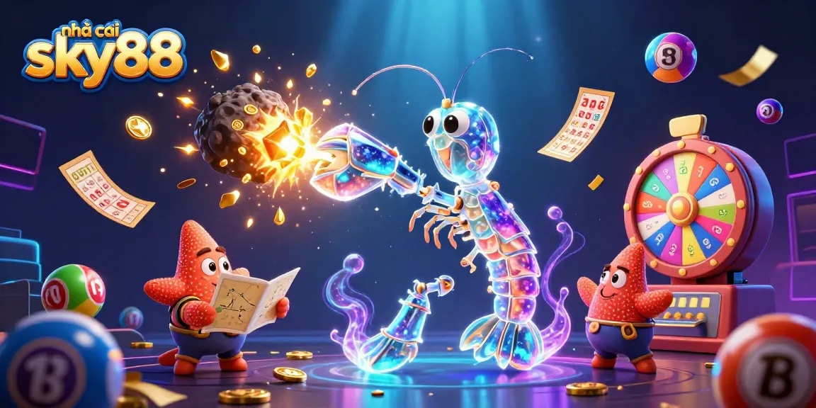 Experience thrilling gameplay at nhà cái sky88 with vibrant casino elements in a dynamic 3D illustration.