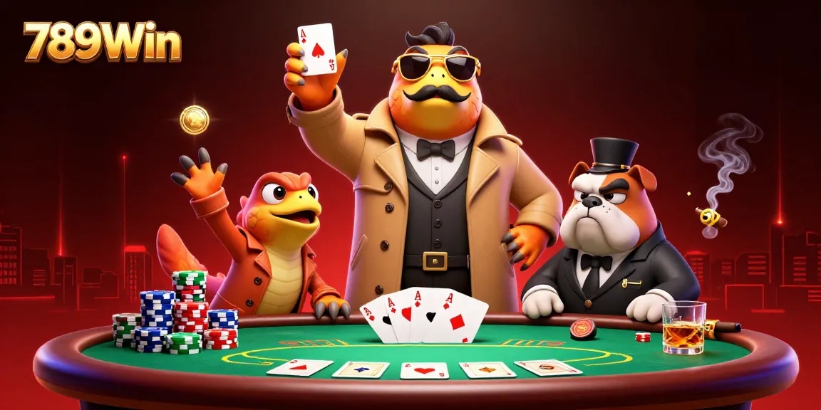 Engage with thrilling card action at 789Win's poker tables in a vibrant casino scene.
