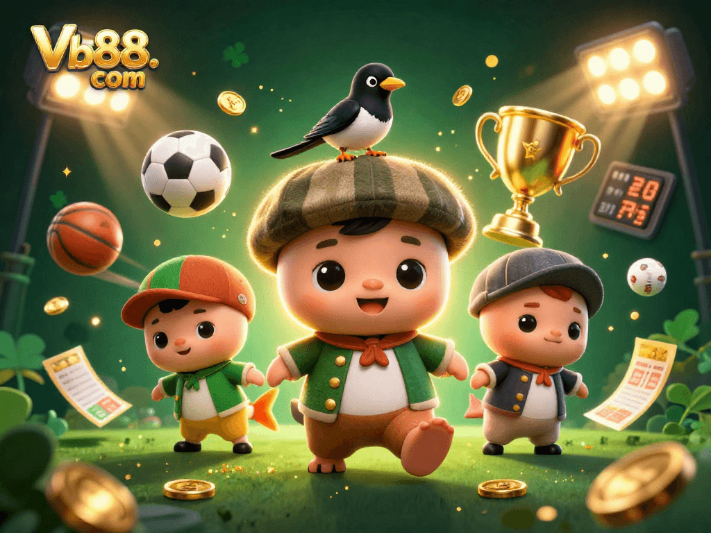 Experience excitement with Vb88. com in this lively casino-themed illustration filled with action and charm.