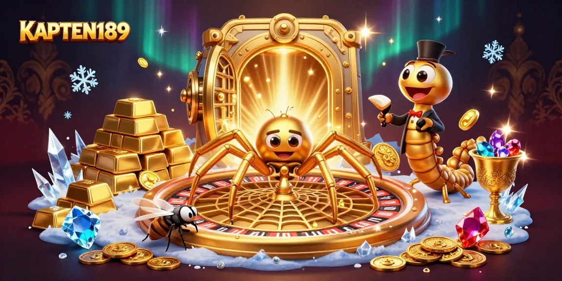 KAPTEN189 memutar taruhan dengan arachnid emas dan croupier centiped yang dinamis di kasino online