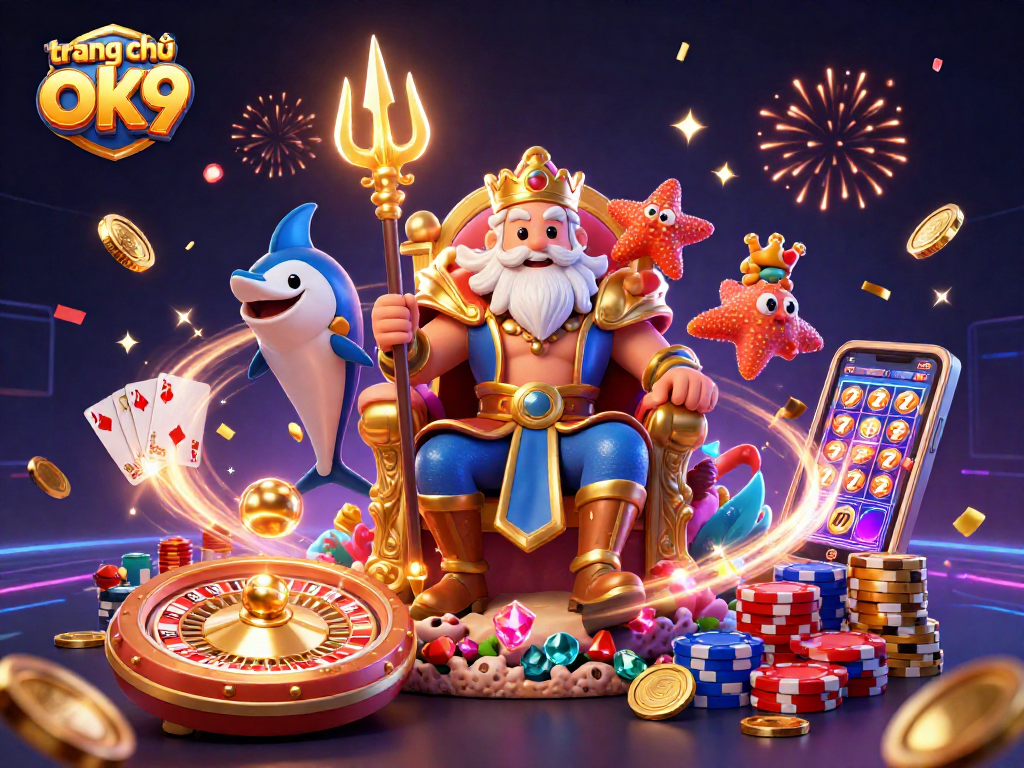 Experience the thrills at trang chủ ok9 with a dynamic 3D casino scene featuring Neptune.