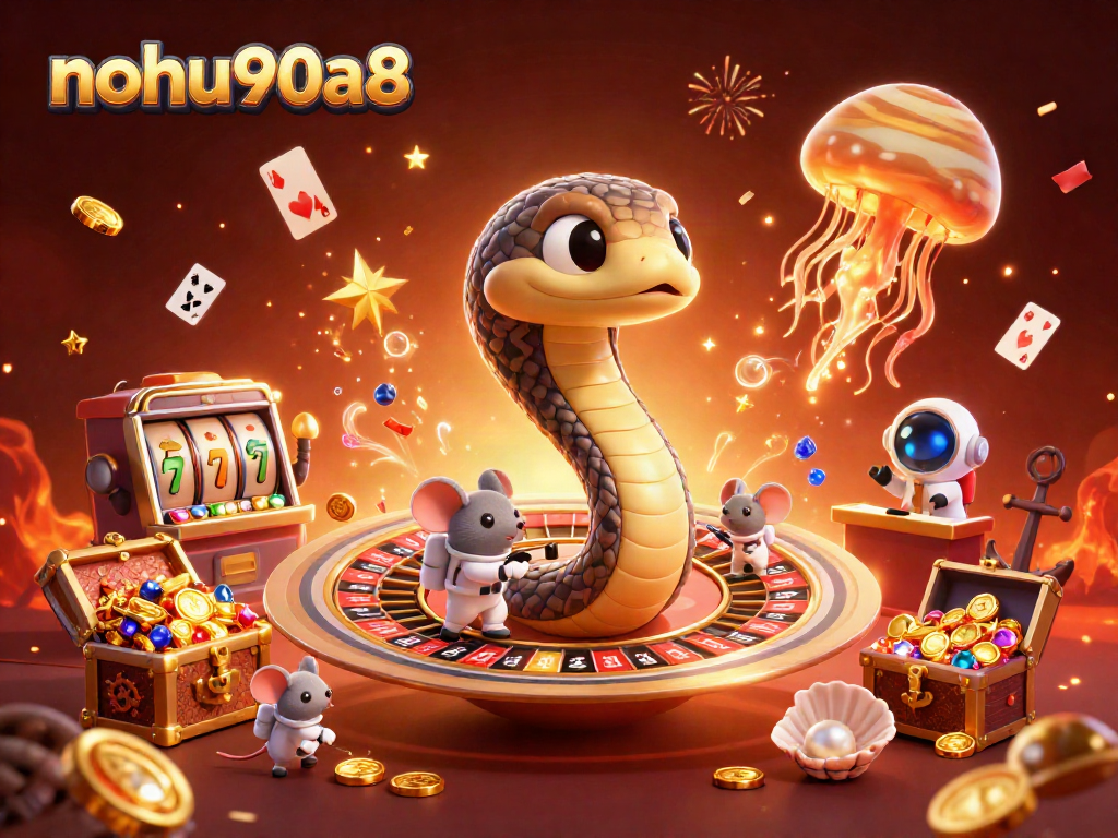 Engage in exciting gameplay with the vibrant nohu90a8 scene, as characters spin the roulette rings for jackpots.