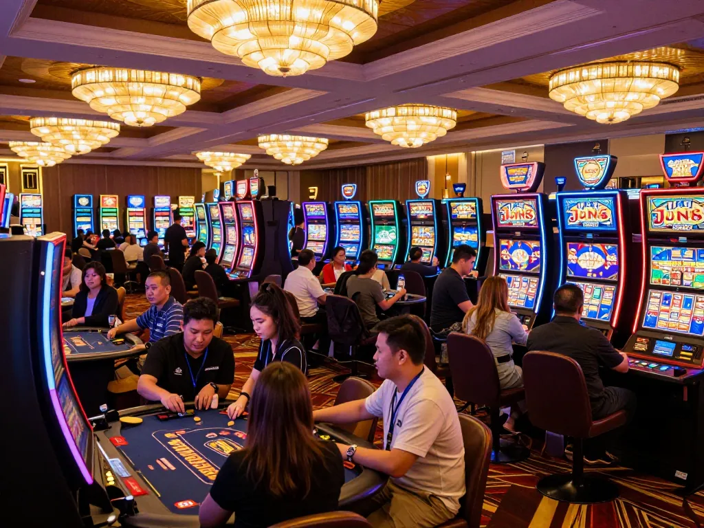 Players enjoying various games at Jun88 casino showcasing an exciting atmosphere.