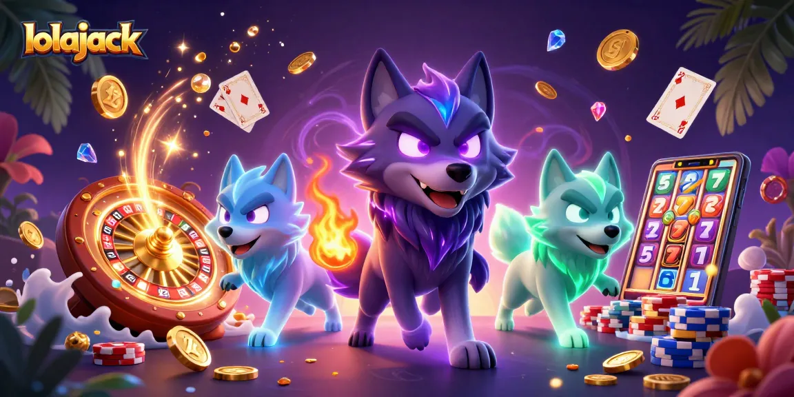 Experience the thrill of lolajack with captivating ghostly wolves and casino elements in a vibrant scene.