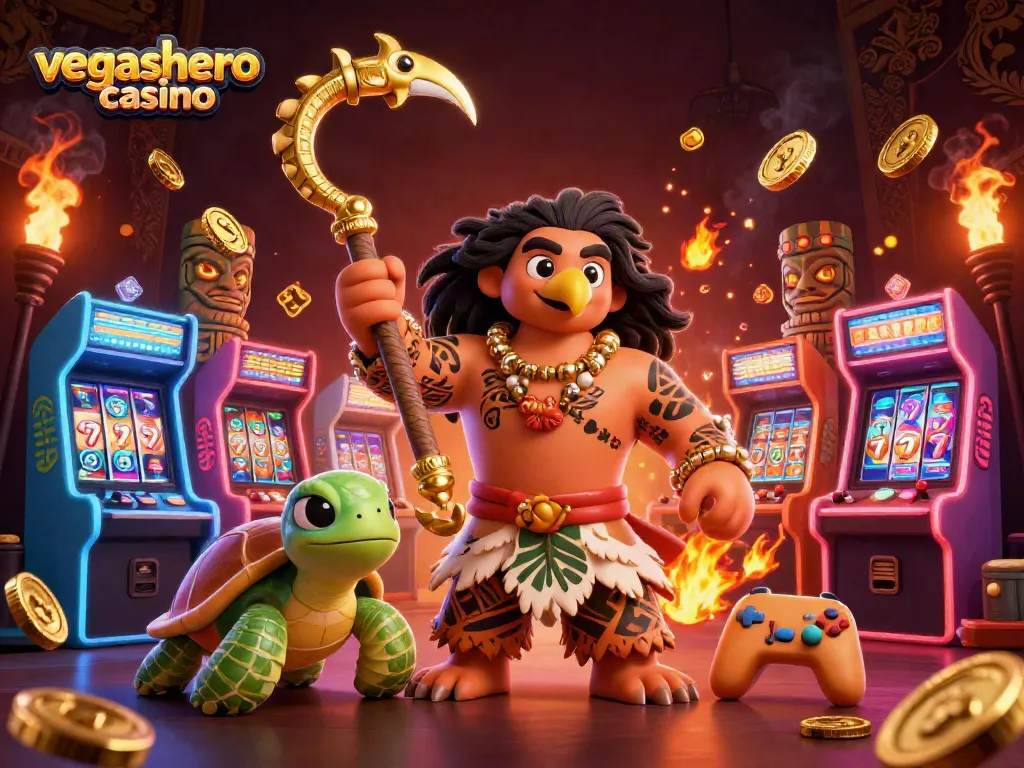Experience the thrill of vegashero casino with vibrant 3D characters and arcade-themed elements.