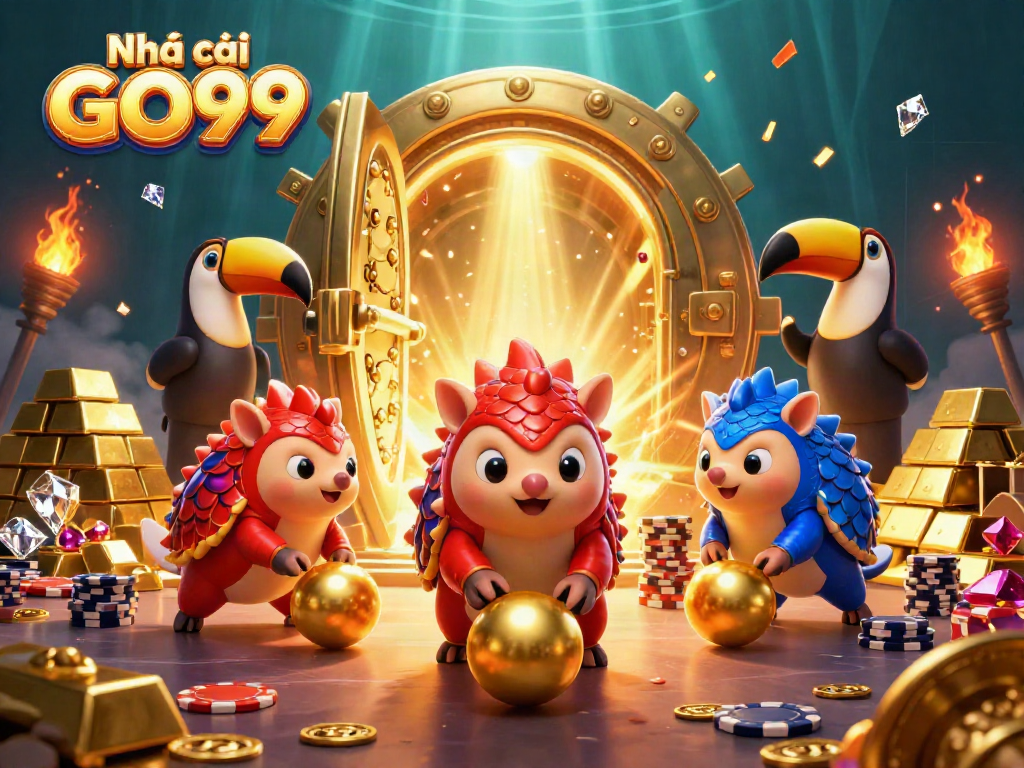 Engage with the excitement at Nhà cái GO99, featuring rival pangolins in a vibrant casino atmosphere.