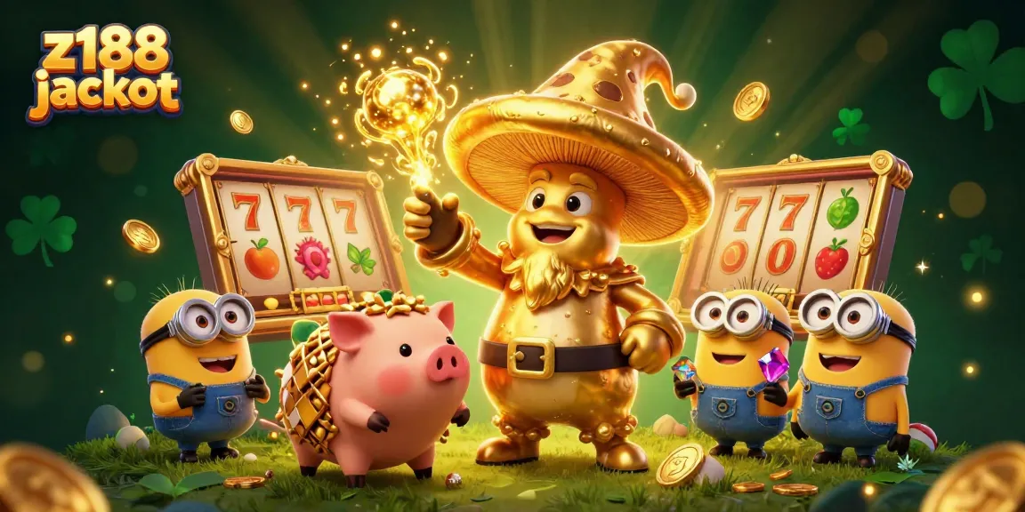 Experience the thrill of the z188 jackpot with golden magic and exciting slot reels in a dynamic casino scene.