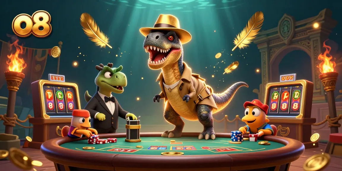 Engage in thrilling casino action at o8 with a velociraptor card counter and stegosaurus pit boss