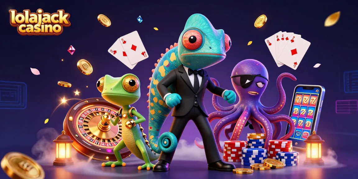 Experience the thrill at lolajack casino with vibrant 3D characters surrounded by golden coins and exciting gaming action.
