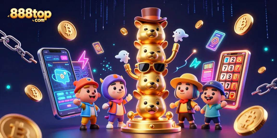 Engage in thrilling experiences at 888top com, with animated golden totem and crypto elements.