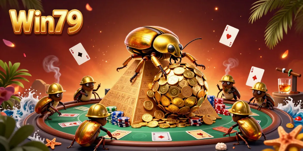 Engage with thrilling gameplay at Win79 in this dynamic 3D illustration featuring iconic casino elements.