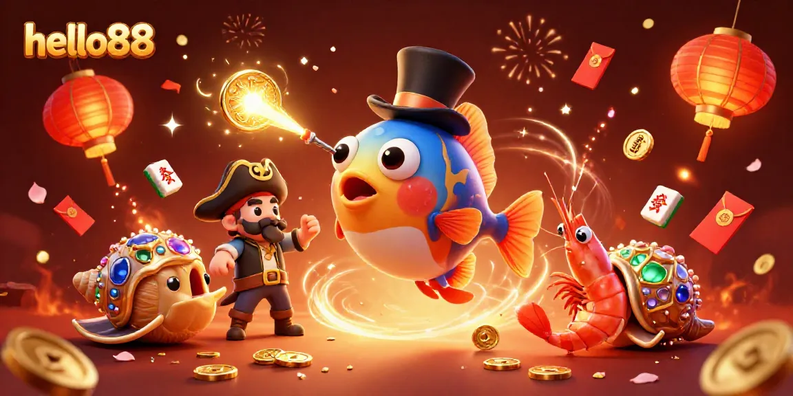 Engage with hello88's thrilling casino experience featuring a lively scene of unique underwater characters.