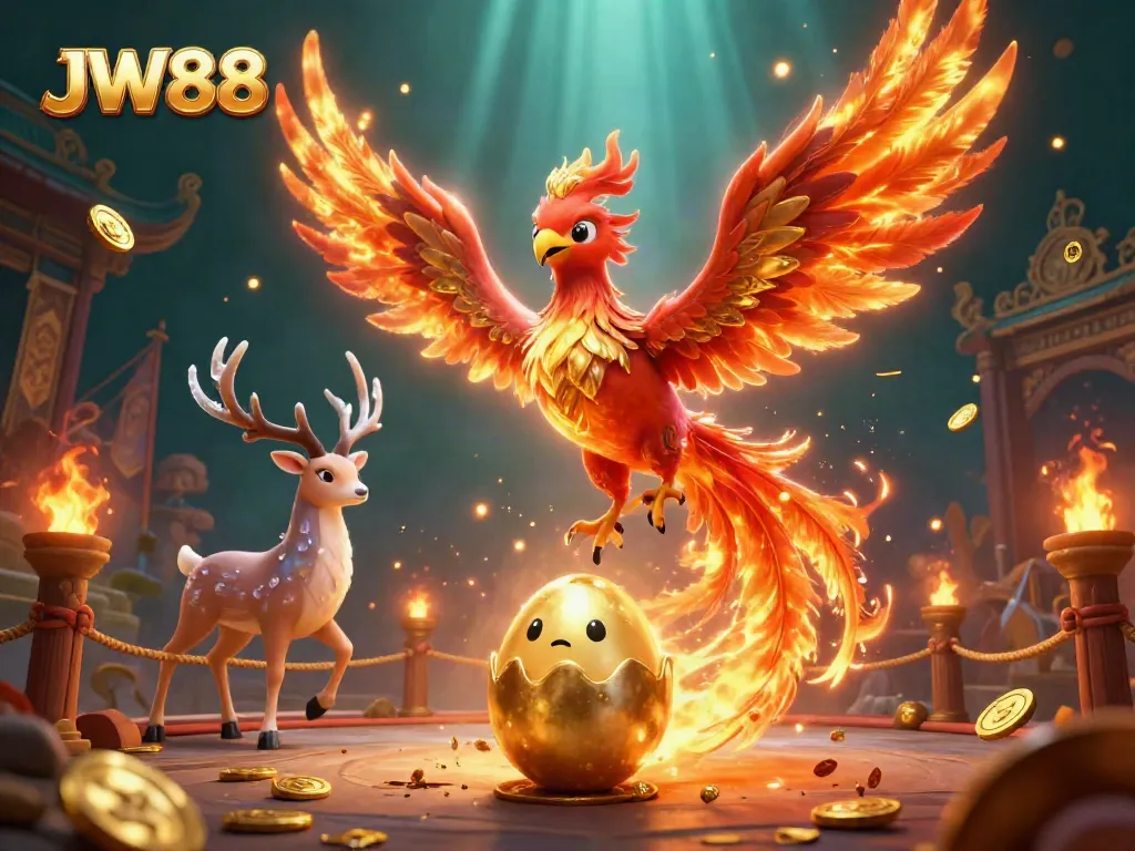 Experience thrilling casino action with JW88’s vibrant phoenix era, capturing energy in a 3D scene.