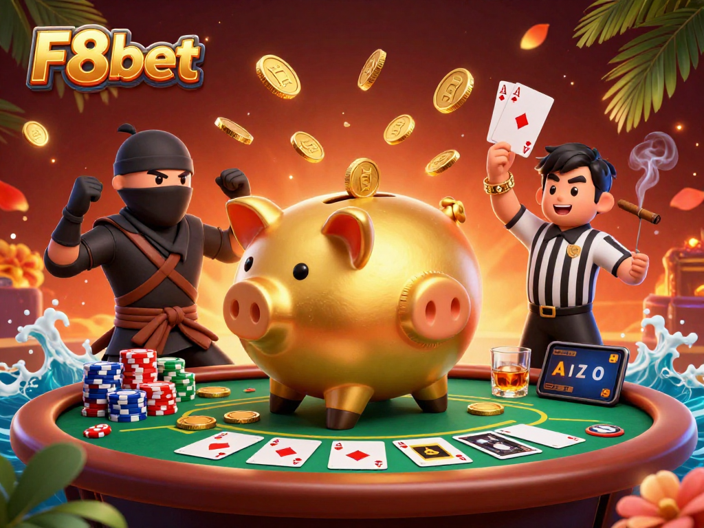 Experience big wins with F8bet in a vibrant casino showdown featuring iconic characters.
