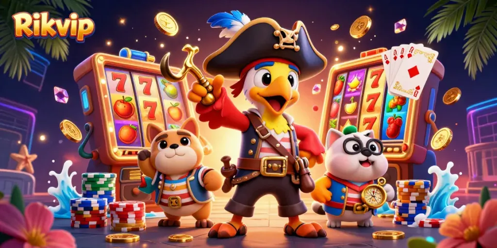 Engage with Rikvip's exciting slots game featuring vibrant characters and dynamic casino elements.