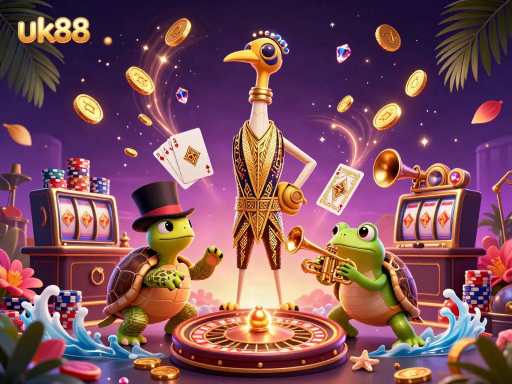 Experience vibrant online gaming with uk88, featuring a dynamic mix of characters and casino elements.