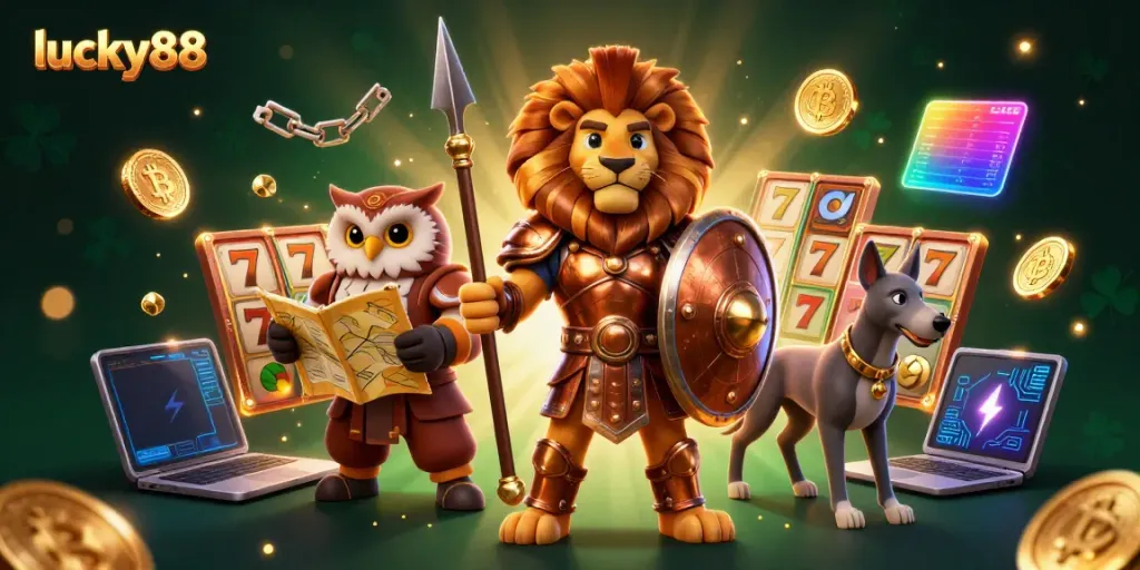 Experience thrilling gameplay with lucky88's dynamic slots and jackpots in an engaging 3D scene.