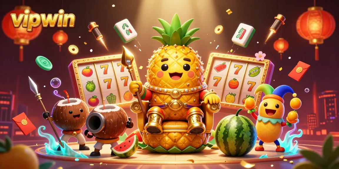 Experience winning excitement with vipwin's vibrant 3D casino scene featuring lively characters and engaging game elements.