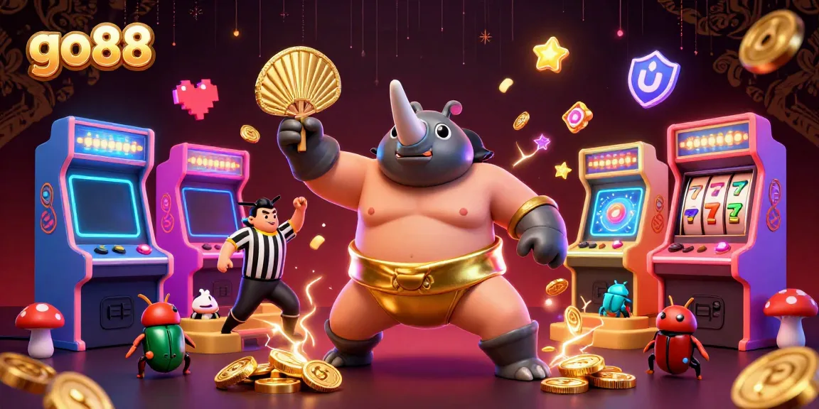 Experience the thrill of go88 with our unique arcade-inspired casino scene filled with colorful elements and dynamic characters.