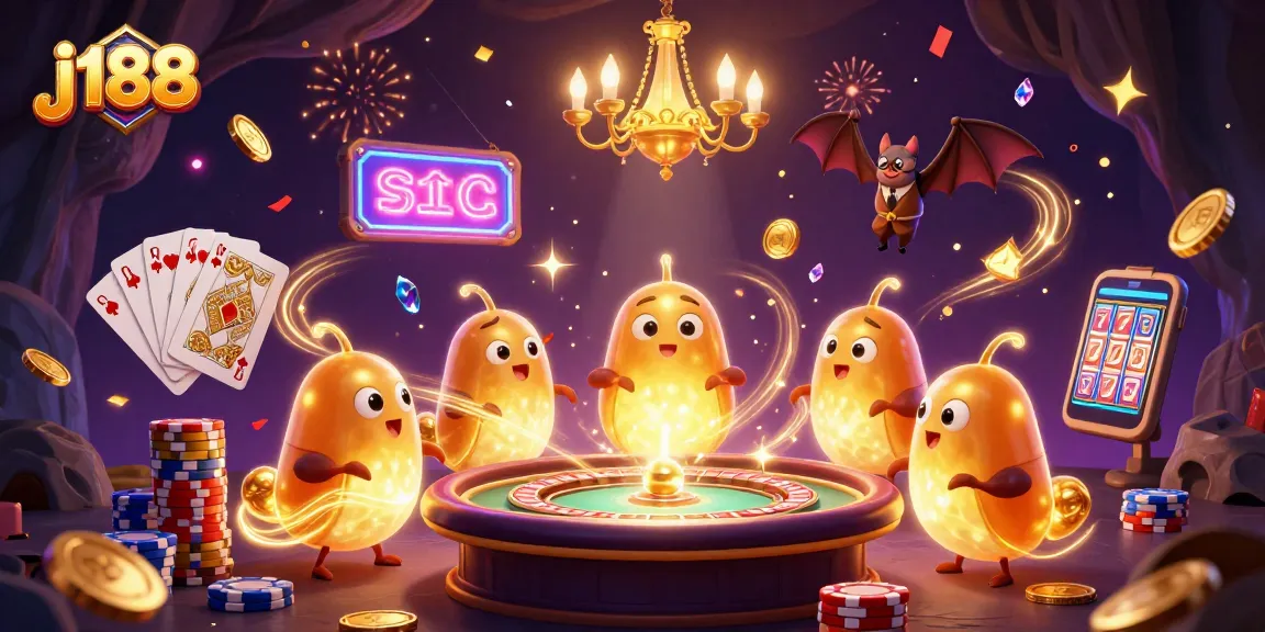 Experience the thrill of j188 with glowworms lighting up a vibrant cave casino scene filled with excitement.
