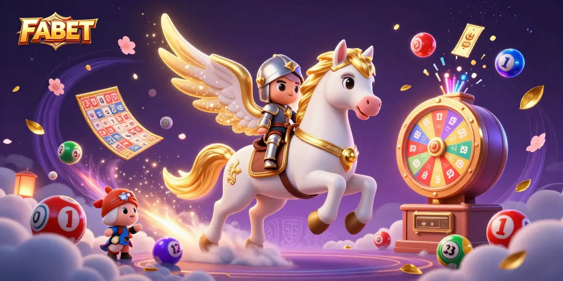 Experience thrilling gaming at FABET with vibrant lottery elements and a magical knight.
