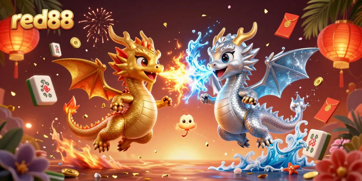 Experience the excitement of red88 with a vibrant 3D dragon scene and dynamic casino elements.