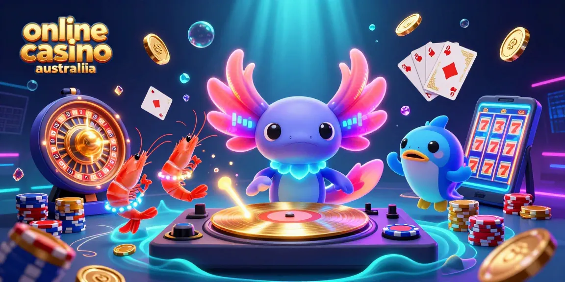 Engage with the vibrant underwater scene of an online casino australia themed cartoon illustration.