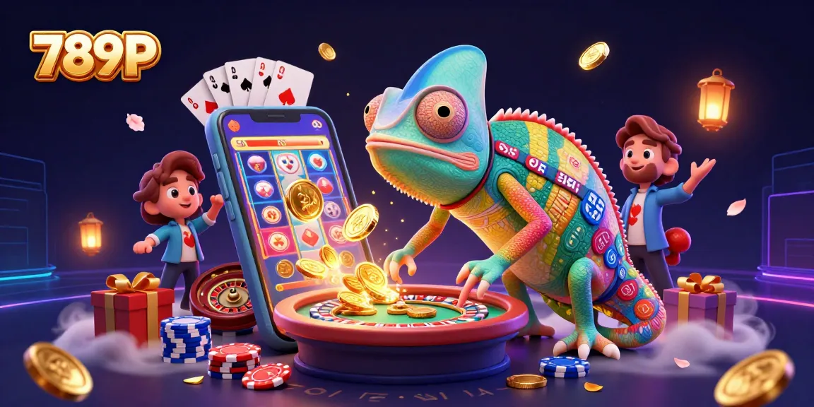 Experience the excitement of 789P with golden coins and casino action in vibrant illustration.