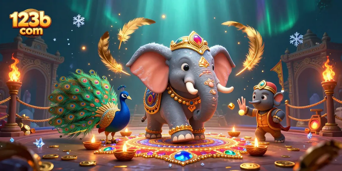 Engage with thrilling gaming at 123b com featuring vibrant Diwali-themed illustration.