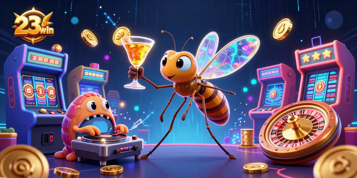 Experience the excitement of 23win online casino with a colorful animated 3D illustration.