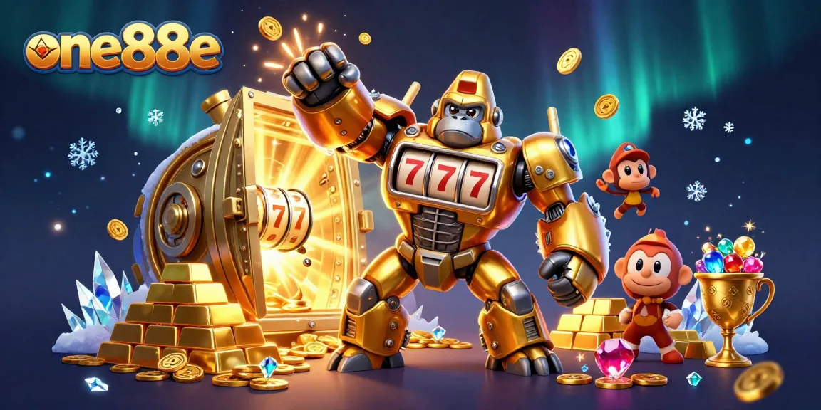 Experience exciting gaming with one88e in this vibrant 3D illustration showcasing immersive casino elements.